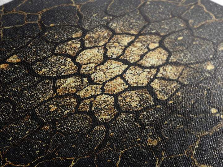 Black Gold Cracked Earth Abstract Wall Art, African Inspired Texture, Modern Canvas Art, Luxury Decor, Statement Wall Piece