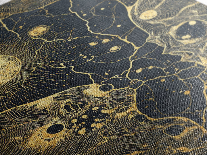 Gold Celestial Animal Constellation Wall Art, Black And Gold Canvas Print, Mystical Cosmic Decor For Living Room And Office