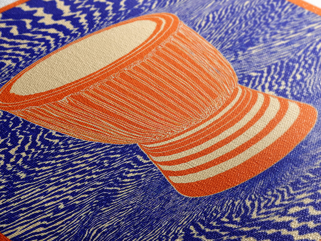 Orange Djembe Drum With Blue Waves Canvas Print, African Music Wall Art, Vibrant Tribal Decor, Bold Afrocentric Gift Print