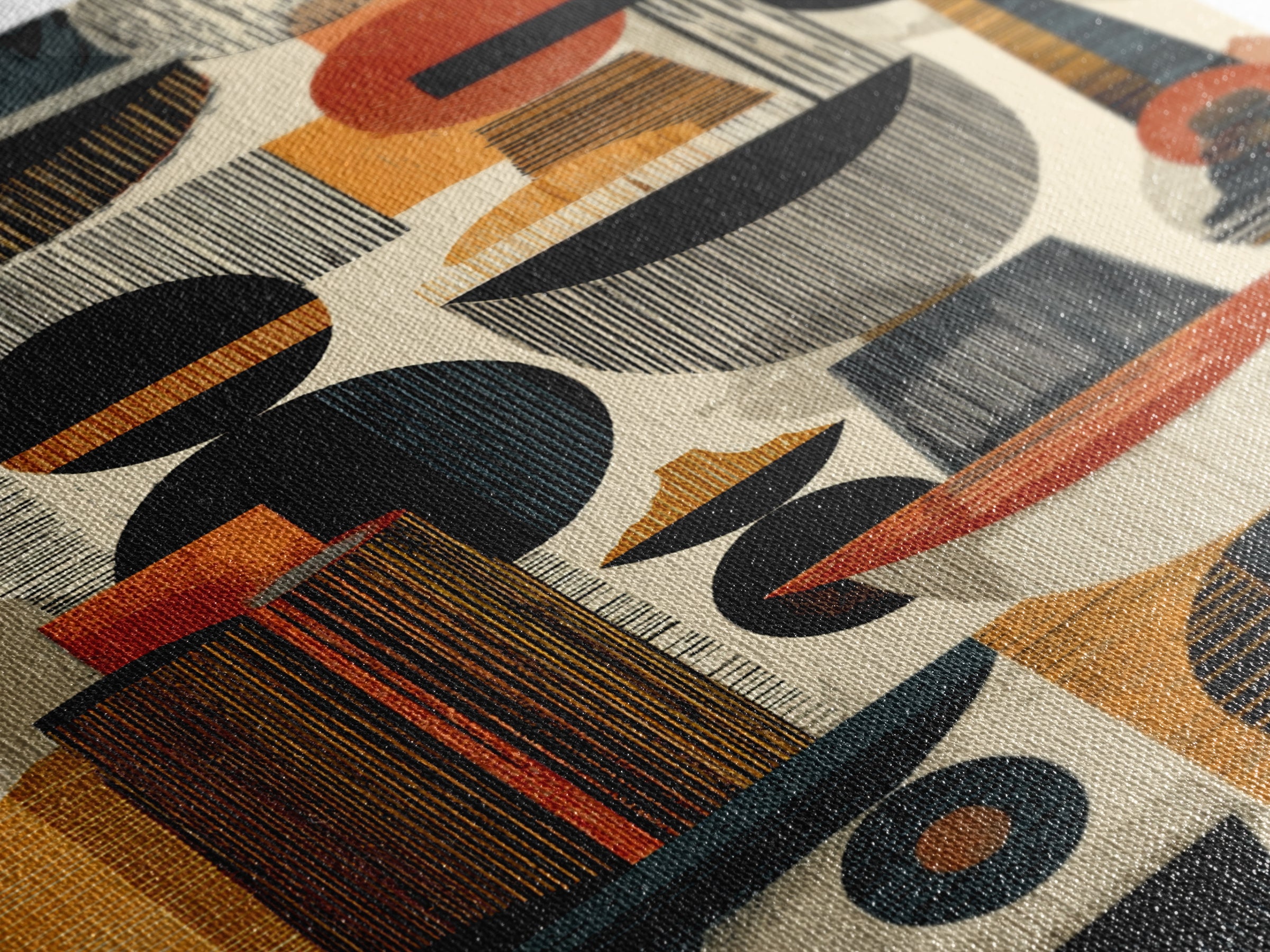 Midcentury African Abstract Shapes Wall Art, Terracotta Black Geometric Canvas Decor, Modern Tribal Home Decor Gift For Office