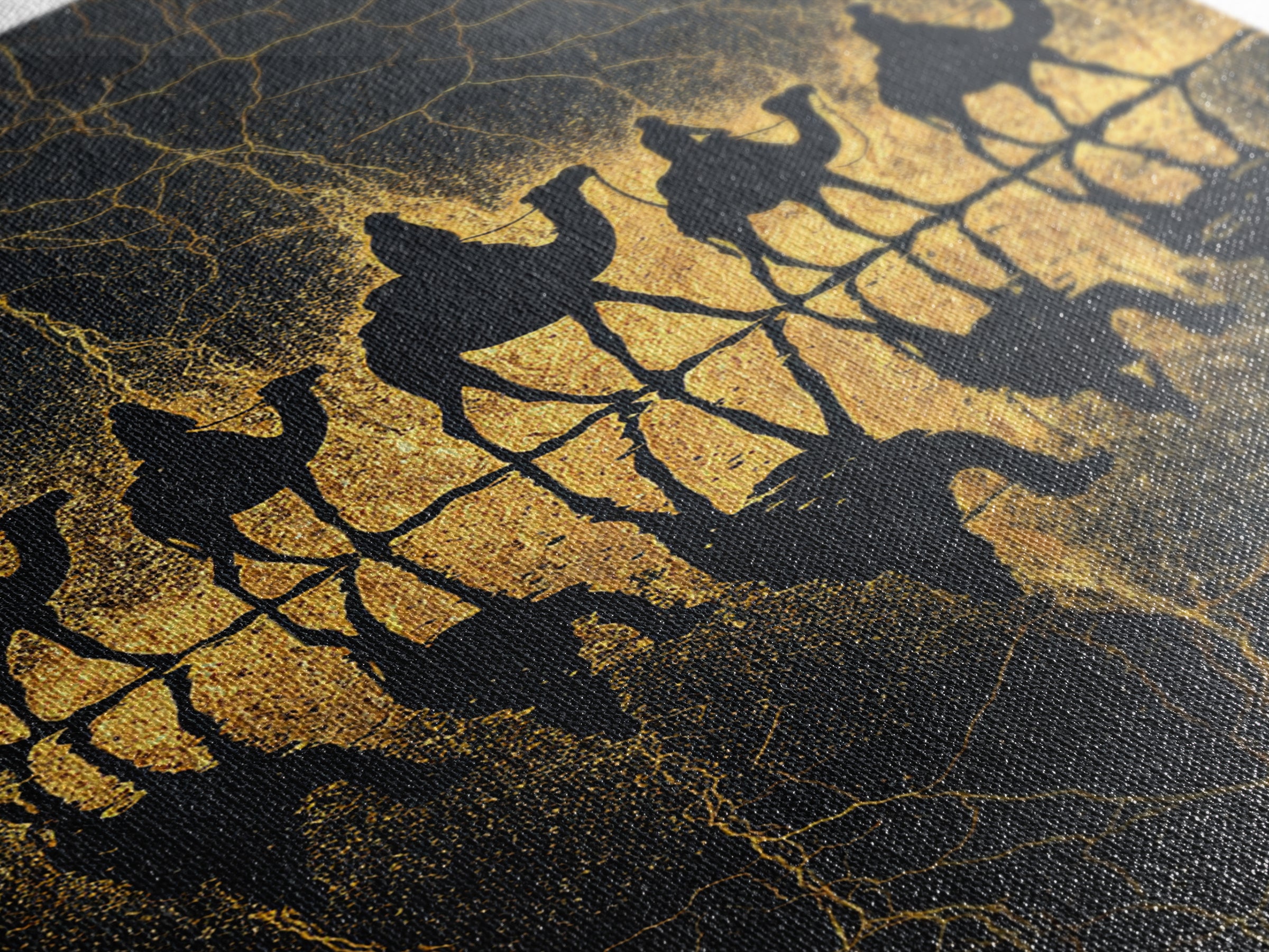 Gold Camel Caravan Reflection Wall Art, African Safari Art Print, Black Gold Desert Decor, Luxury Canvas For Living Room