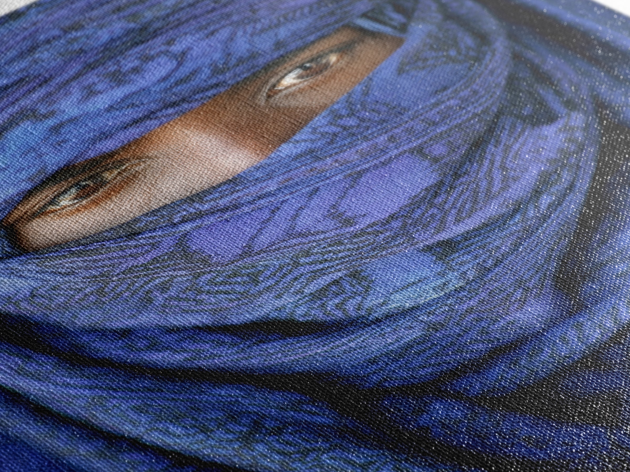 Indigo Tuareg Veiled Eyes Portrait Wall Art, African Wall Art, Blue Desert Nomad Decor, Afrocentric Canvas Print Gift For Home