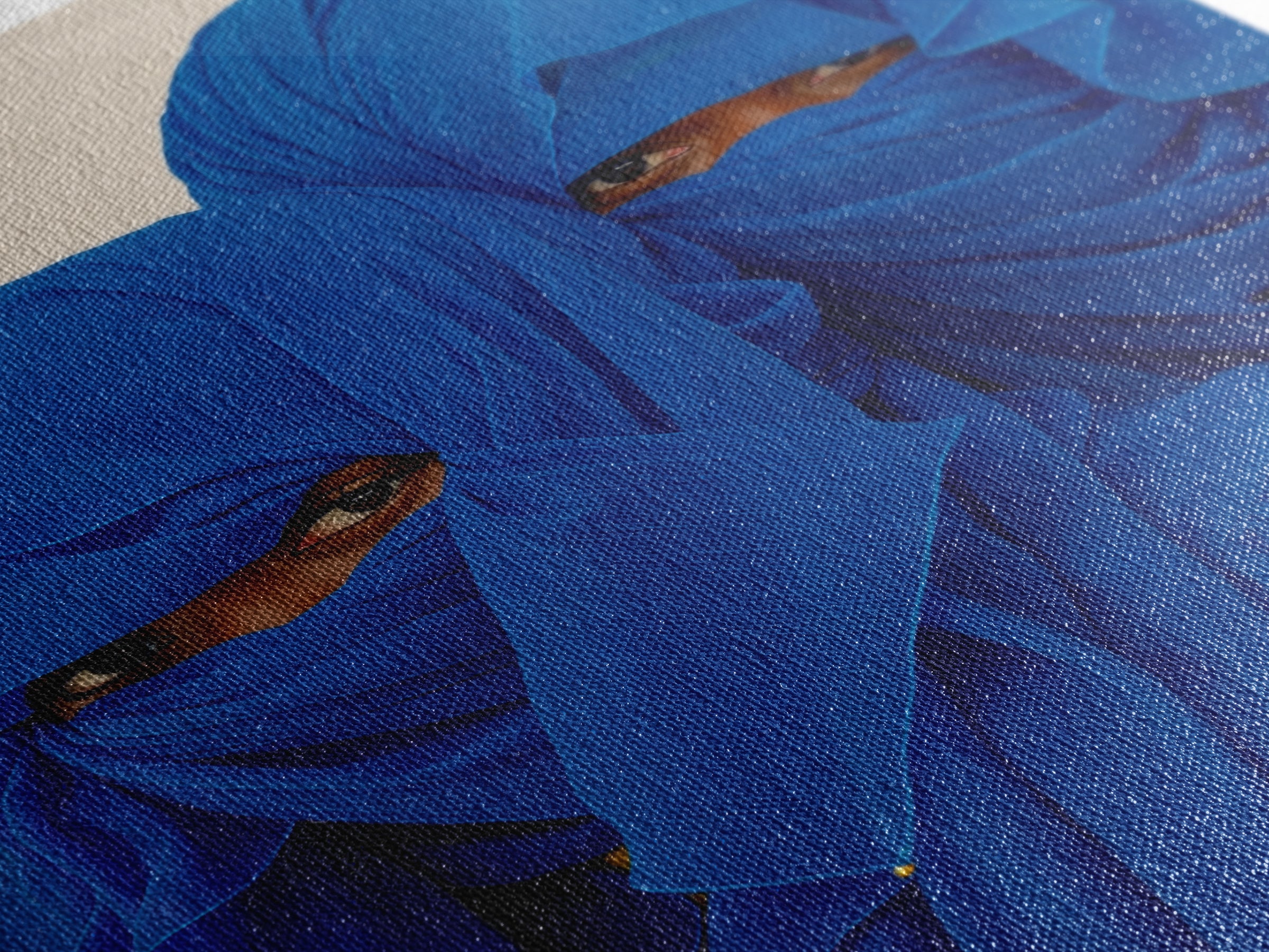 Two Blue Veiled African Women Portrait Wall Art, African Women Art, Afrocentric Decor, Indigo Fashion Canvas Print For Home