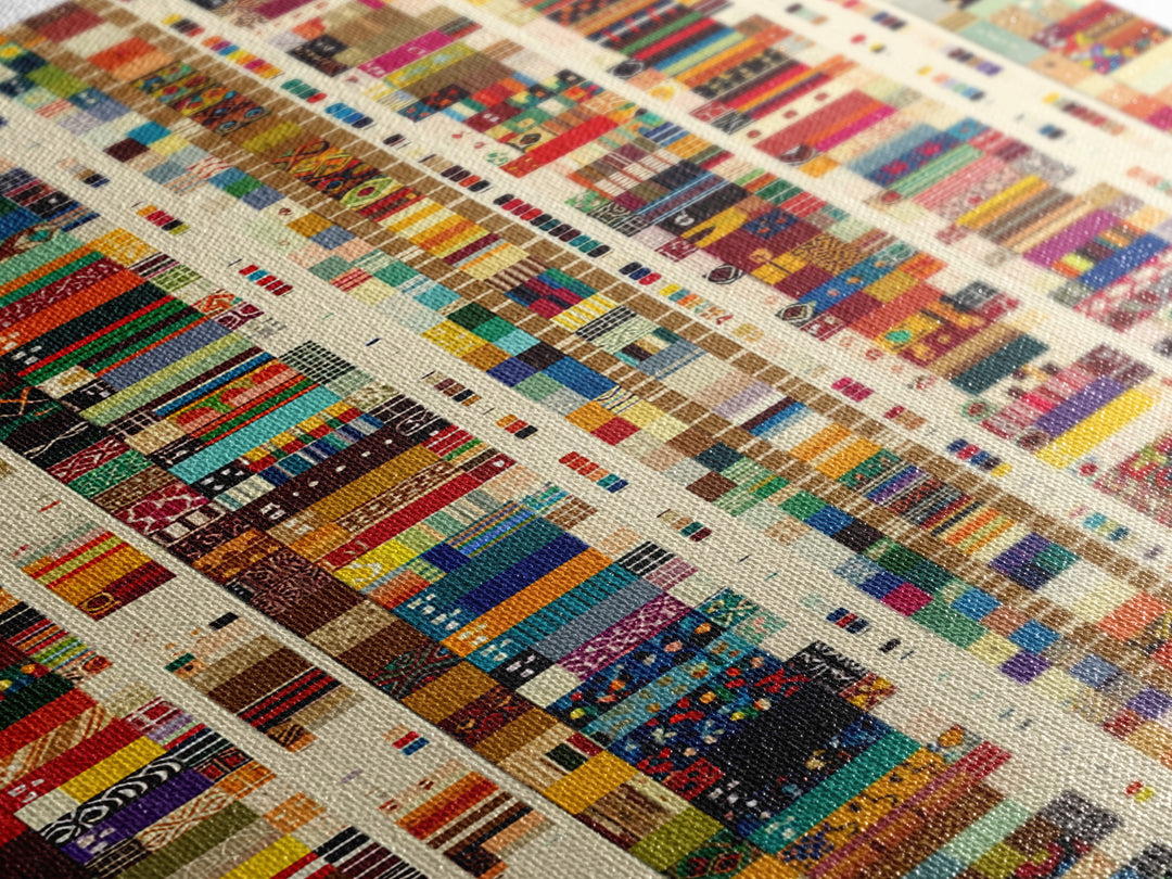 Pan African Textile Mosaic Strips Wall Art, Colorful African Fabric Patterns Canvas Print, Cultural Boho Home Decor Gift
