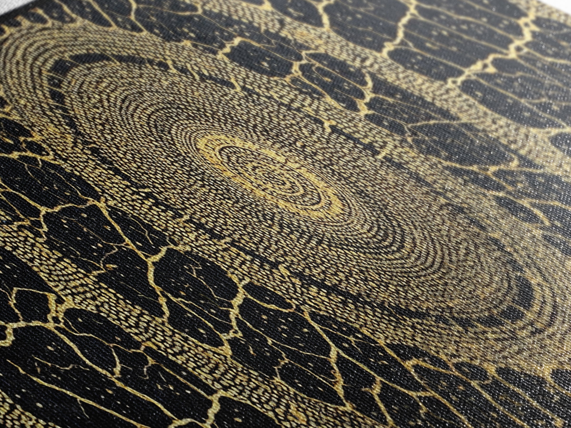 Black Gold Tribal Circle Canvas Print, African Abstract Pattern Wall Decor, Luxury Boho Textured Home Decor Gift For Living Room