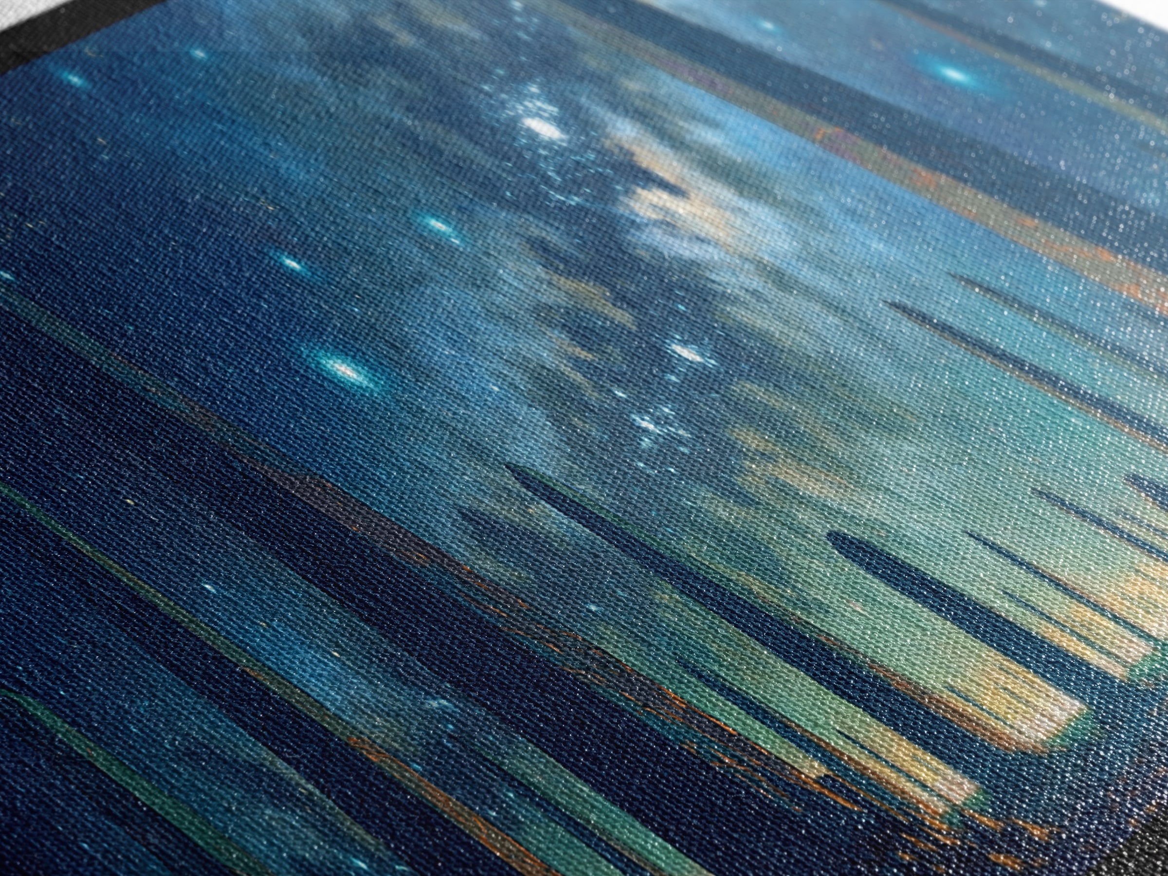 Futuristic Starry Obelisks Wall Art, African Egyptian Art, Cosmic Landscape Canvas Print, Mystical Blue Night Sky Office Decor
