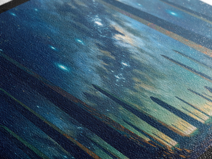 Futuristic Starry Obelisks Wall Art, African Egyptian Art, Cosmic Landscape Canvas Print, Mystical Blue Night Sky Office Decor