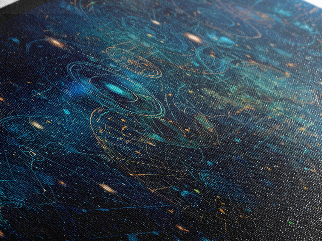 Blue Cosmic Star Map Canvas Print, Abstract Wall Art, Modern Office Decor, Digital Art Inspired Space Home Decor, Housewarming Gift