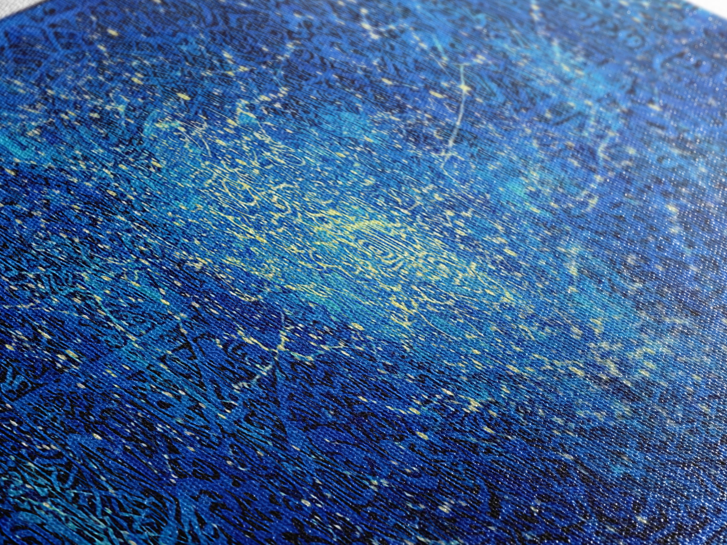 Blue Cosmic Starfield Abstract Wall Art, Modern Galaxy Canvas Decor, Dreamy Large Wall Art Prints, Teal Celestial Home Decor