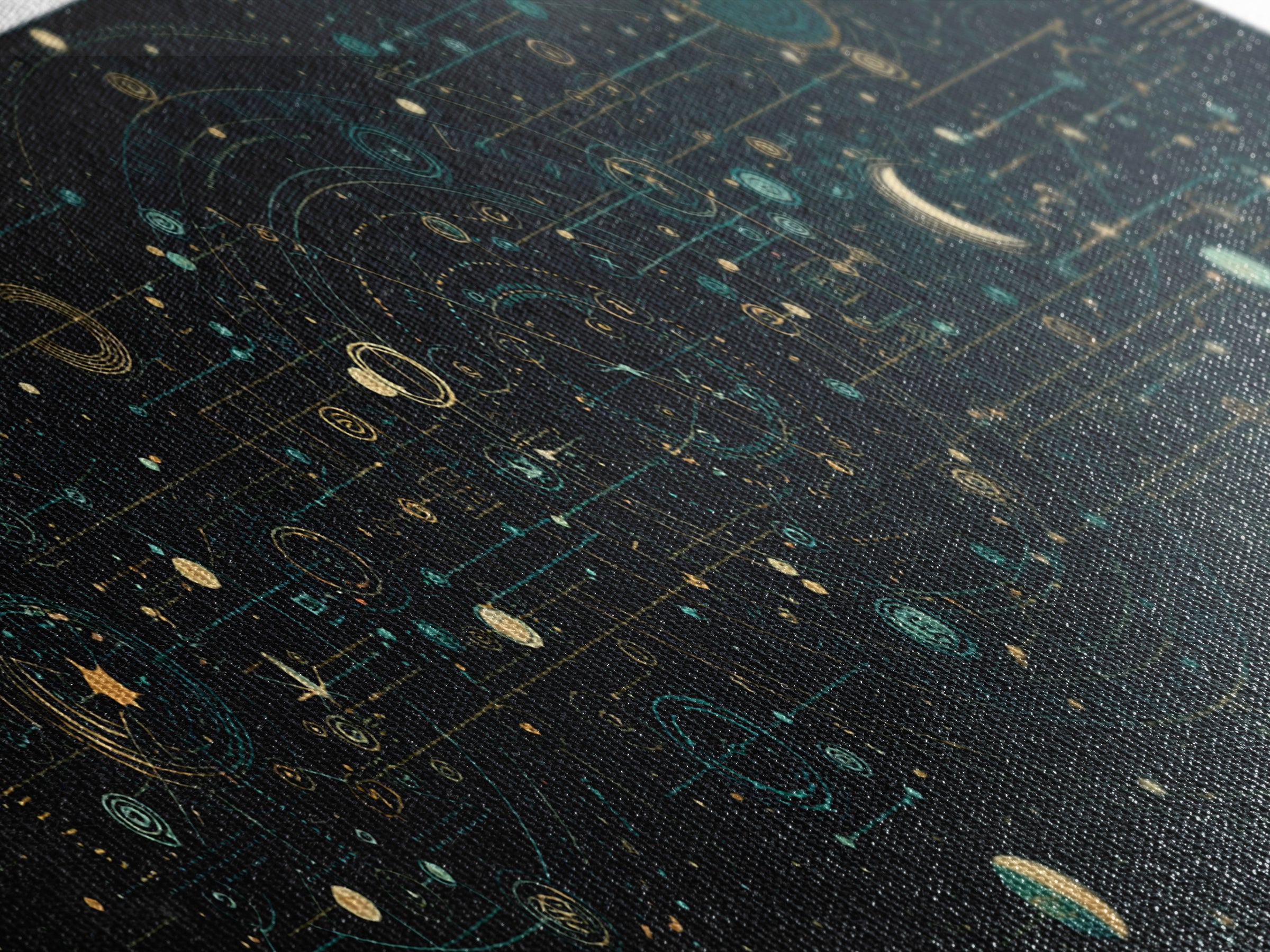 Teal Celestial Astrology Map Canvas Print, Geometric Wall Art, Mystical Wall Decor, Modern Abstract Art, Unique Canvas Art
