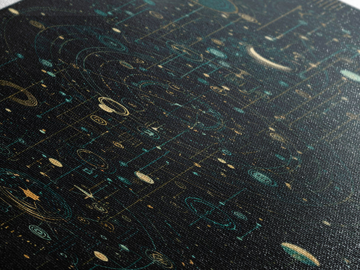Teal Celestial Astrology Map Canvas Print, Geometric Wall Art, Mystical Wall Decor, Modern Abstract Art, Unique Canvas Art
