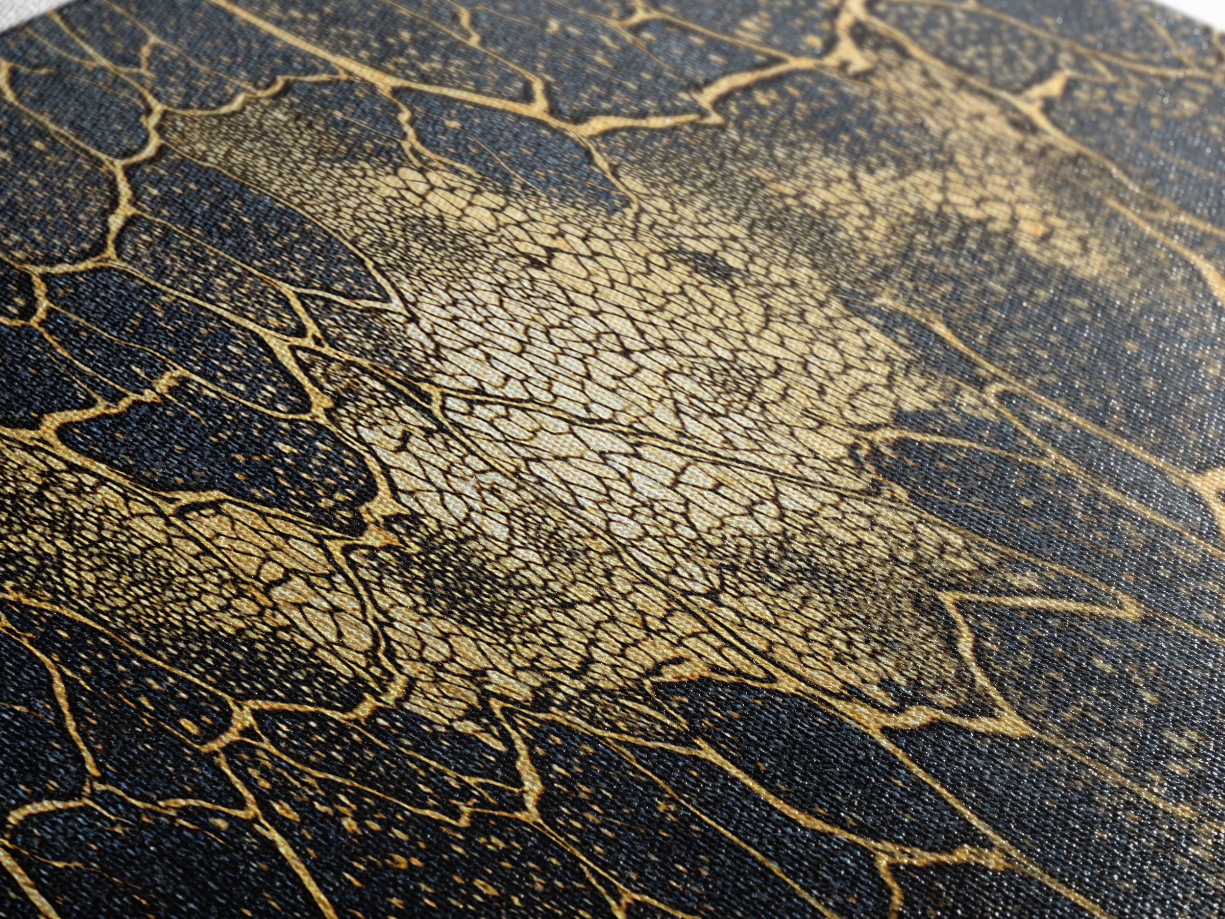 Black And Gold Cellular Cracked Abstract Wall Art, Luxury Canvas Print, Modern Organic Pattern, Bold Home Decor Statement Piece