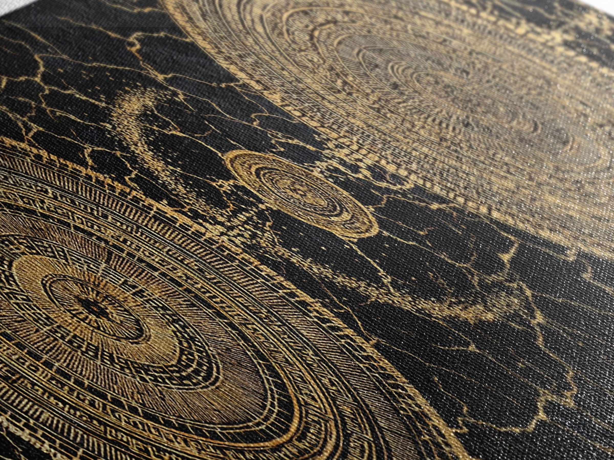 Gold Celestial Mandala Circles On Black Stone Wall Art, Abstract Wall Art, Luxury Canvas Print, Modern Home Decor, Statement Wall Decor