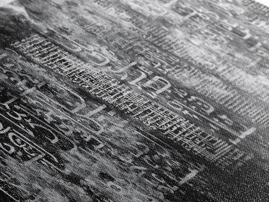 Weathered Black Glyph Abstract Wall Art, Modern Canvas Wall Art, Textured Art Print, Office Decor, Statement Wall Decor, Home Decor