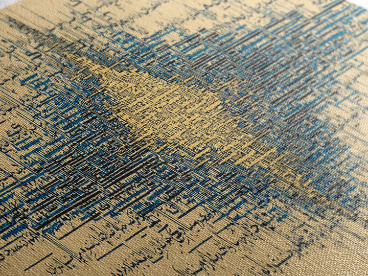 Blue Gold Signal Abstract Framed Canvas Print, Geometric Wall Art, Modern Canvas Art, Office Decor, Elegant Home Decor Gift