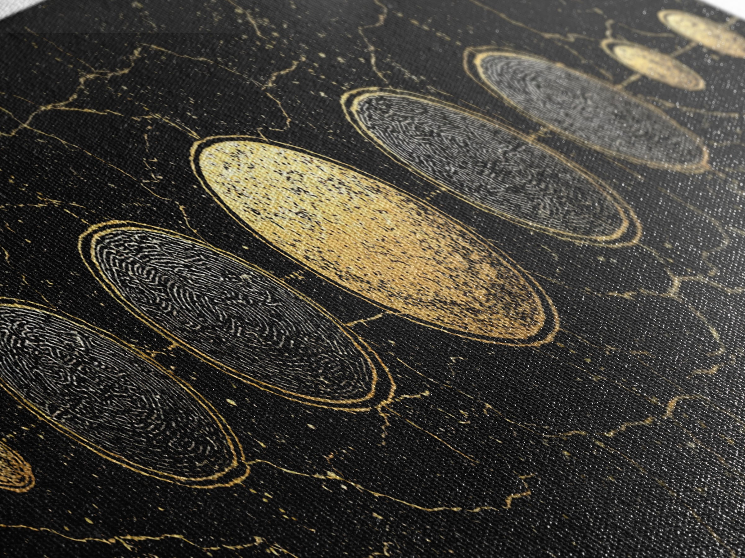 Gold Planet Alignment Wall Art, Black And Gold Art, Geometric Wall Art, Abstract Canvas Print, Luxury Canvas Art Decor Gift