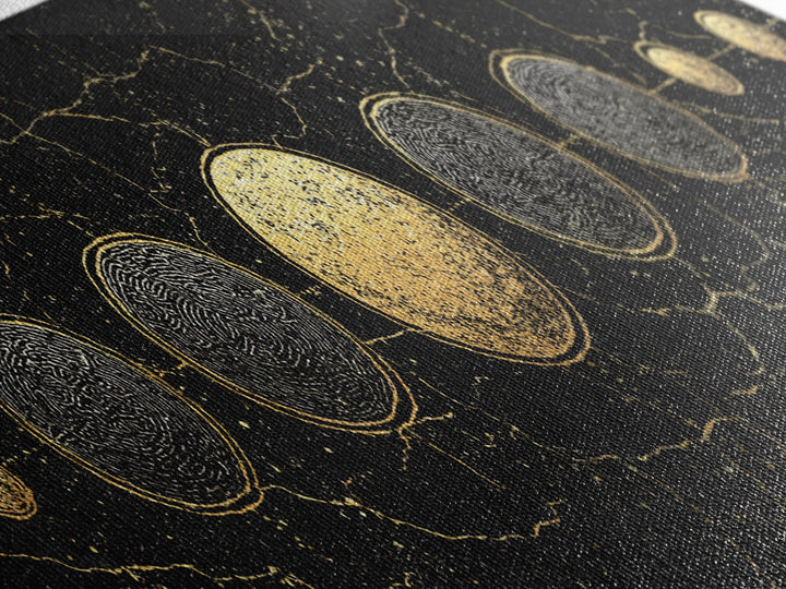 Gold Planet Alignment Wall Art, Black And Gold Art, Geometric Wall Art, Abstract Canvas Print, Luxury Canvas Art Decor Gift