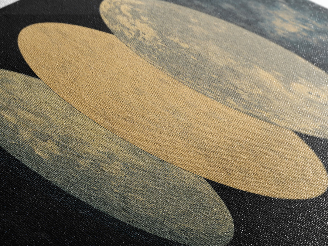 Triple Moon Texture Canvas Print, Minimalist Wall Art, Beige Wall Art, Black Art Print, Dreamy Wall Art, Bedroom Decor Gift