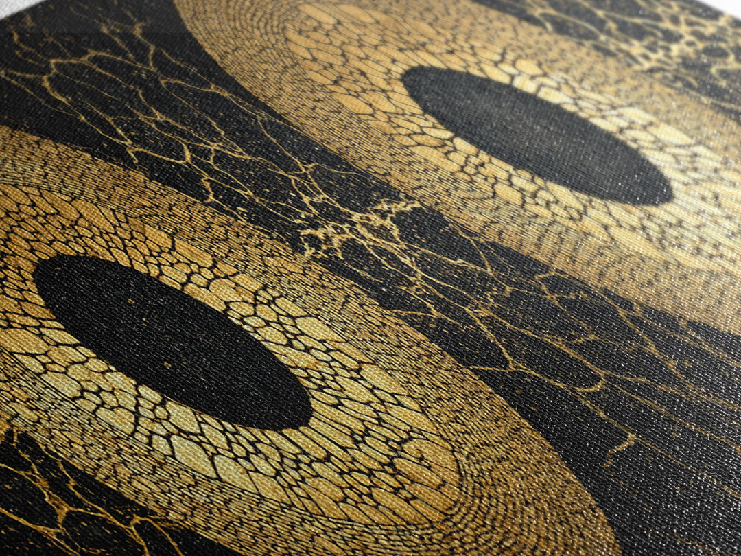 Twin Gold Mosaic Circles Wall Art, African Abstract Art, Black And Gold Canvas Print, Geometric Statement Living Room Decor