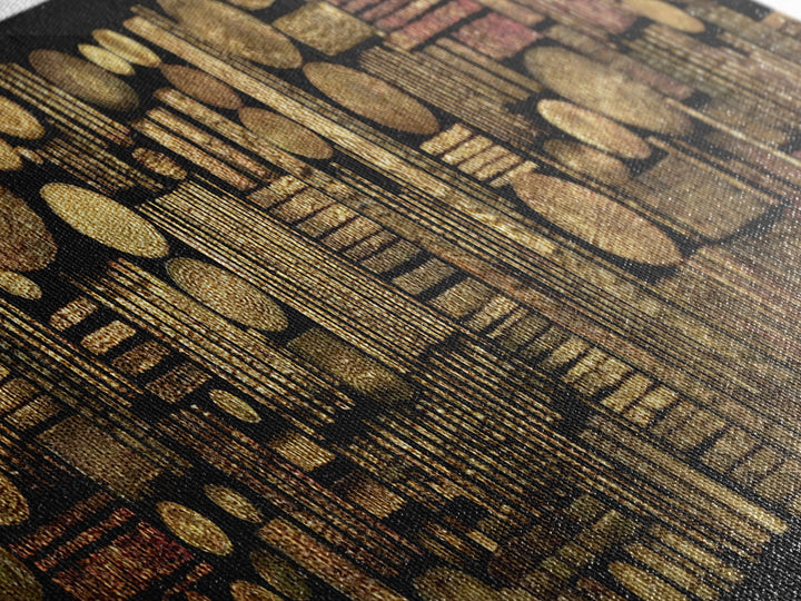 Gold Tribal Geometry And Circle Grid Wall Art Abstract African Art Luxury Canvas Decor Modern Ethnic Wall Decor For Living Room