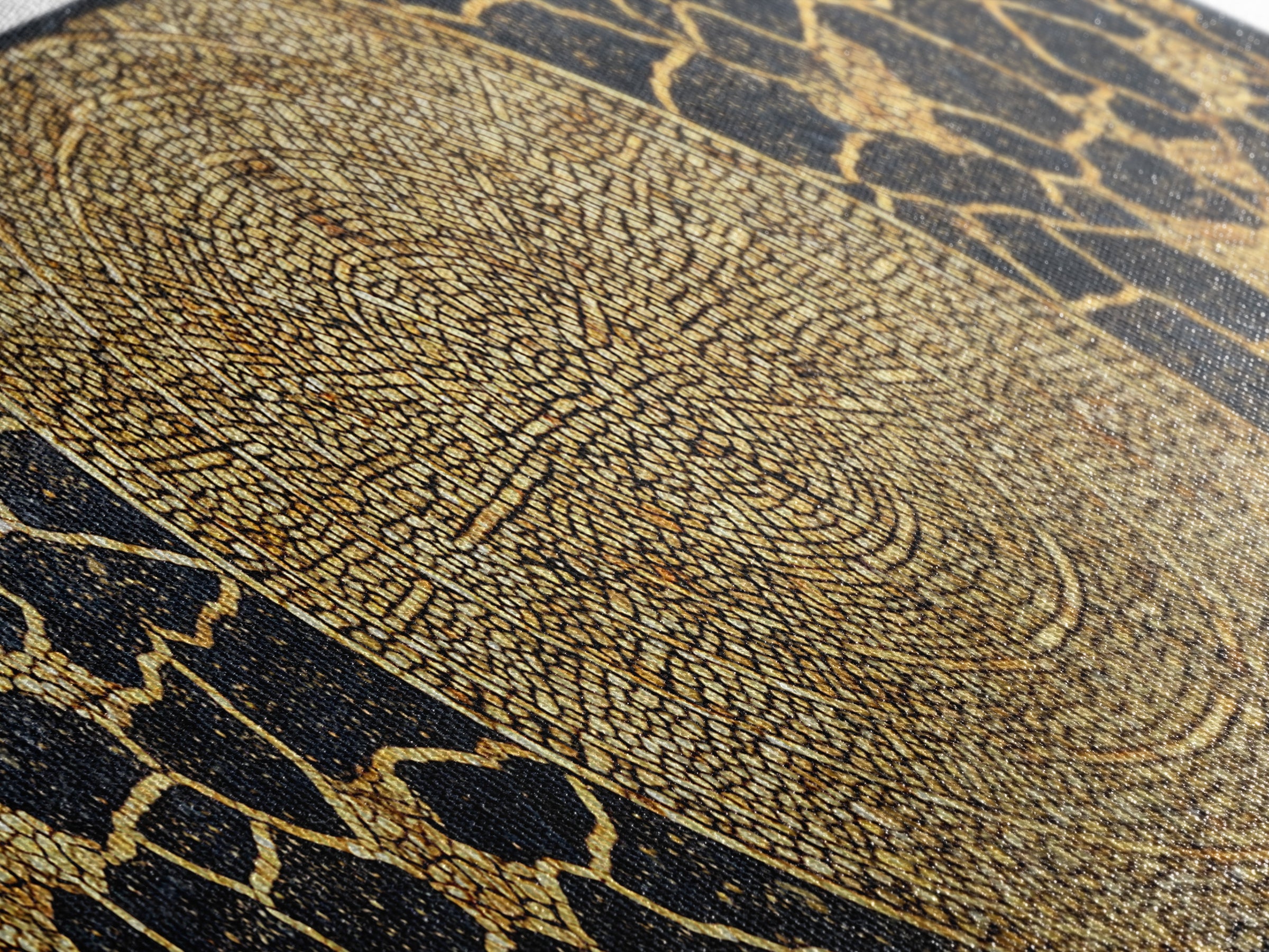 Gold African Mosaic Mandala Canvas Print, Cracked Black Texture, Luxury Abstract Wall Art, Elegant Afrocentric Home Decor