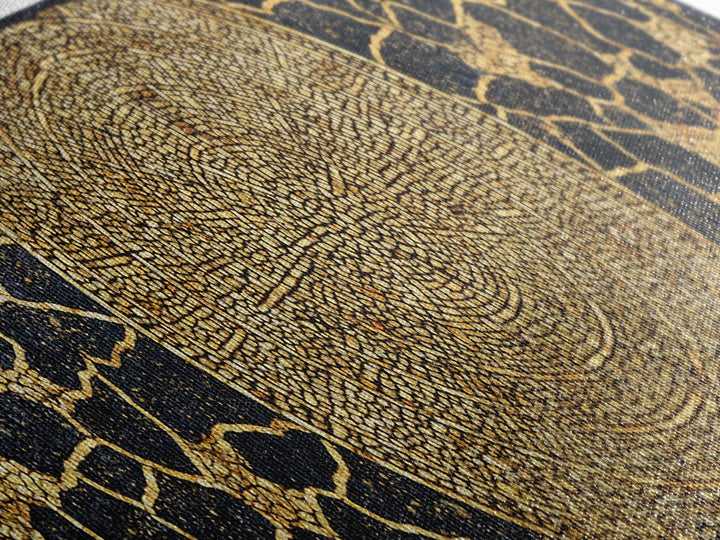 Gold African Mosaic Mandala Canvas Print, Cracked Black Texture, Luxury Abstract Wall Art, Elegant Afrocentric Home Decor