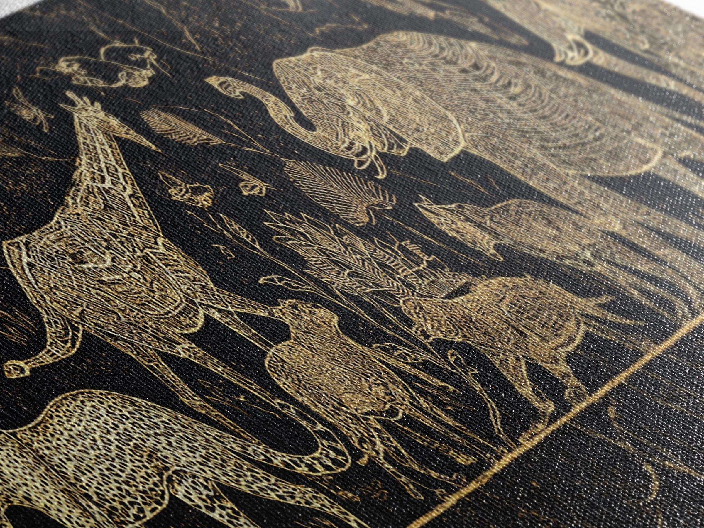 Gold Safari Animals On Black Wall Art, African Elephant, African Giraffes, Jungle African, Luxury Canvas Art, Safari Decor