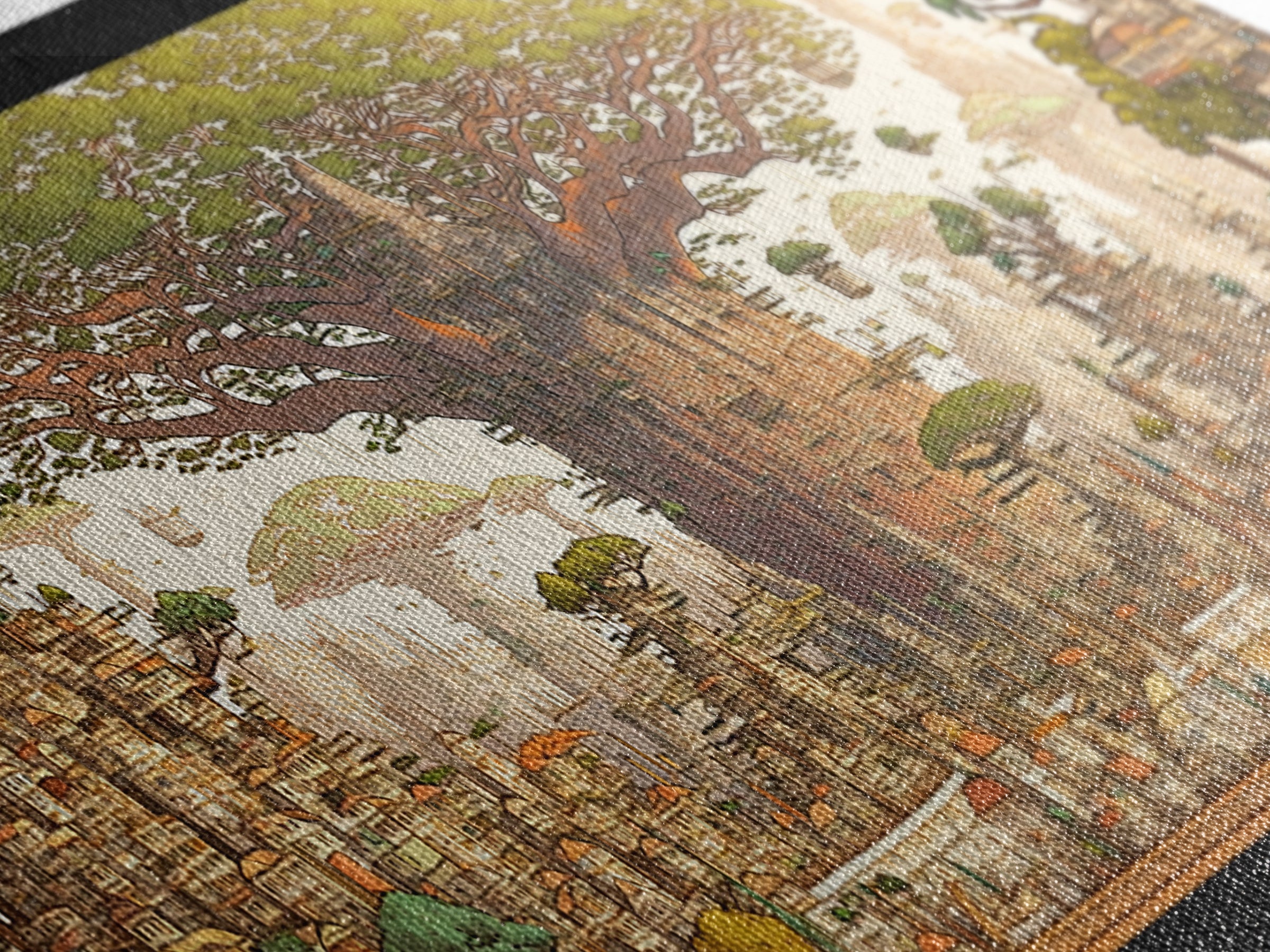 Ancient Baobab Rising Through African City Wall Art, Sepia Fantasy Landscape, Cultural Home Decor, Panoramic Print, Gallery Wall Decor