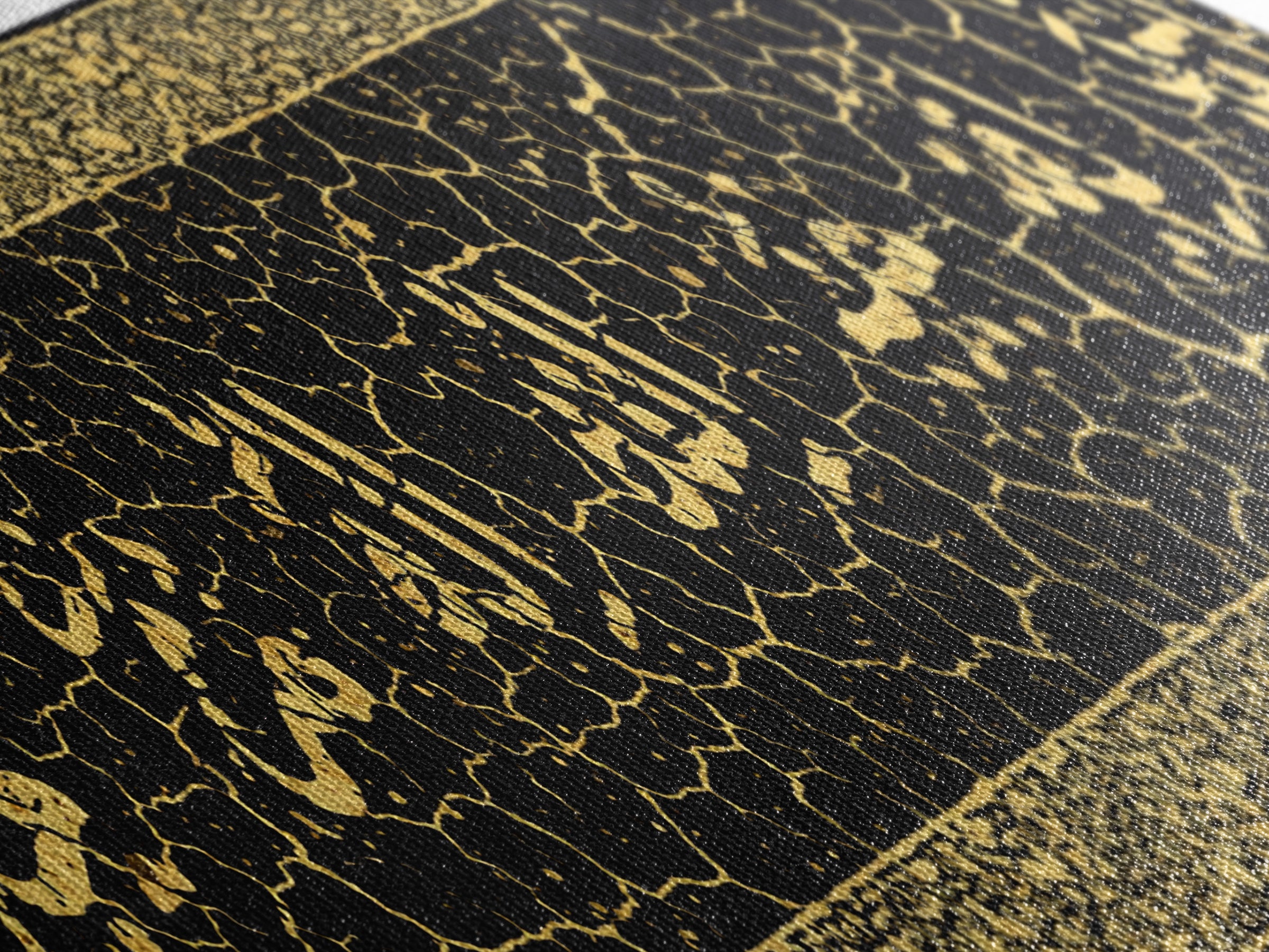Gold Calligraphy On Crackled Black Canvas Print, African Inspired Wall Art, Abstract Pattern Decor, Luxury Home Decor Gift