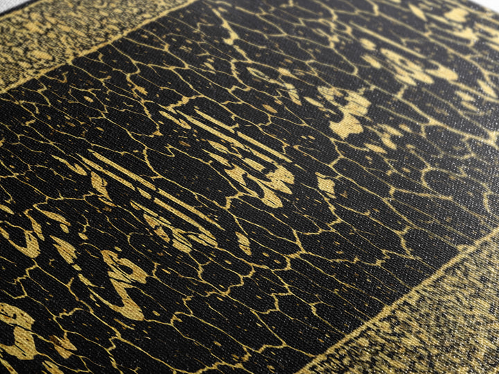 Gold Calligraphy On Crackled Black Canvas Print, African Inspired Wall Art, Abstract Pattern Decor, Luxury Home Decor Gift