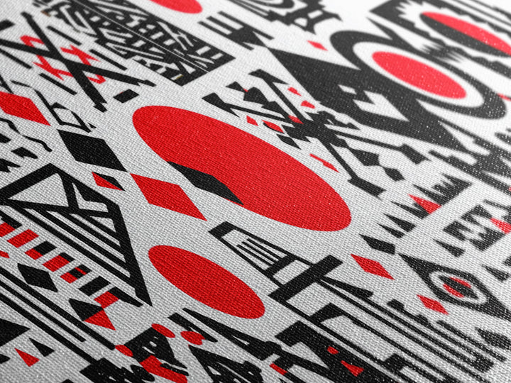 Bold Red Black Geometric Tribal Pattern Wall Art, African Abstract Art, Modern Afro Decor, Statement Canvas Print For Home