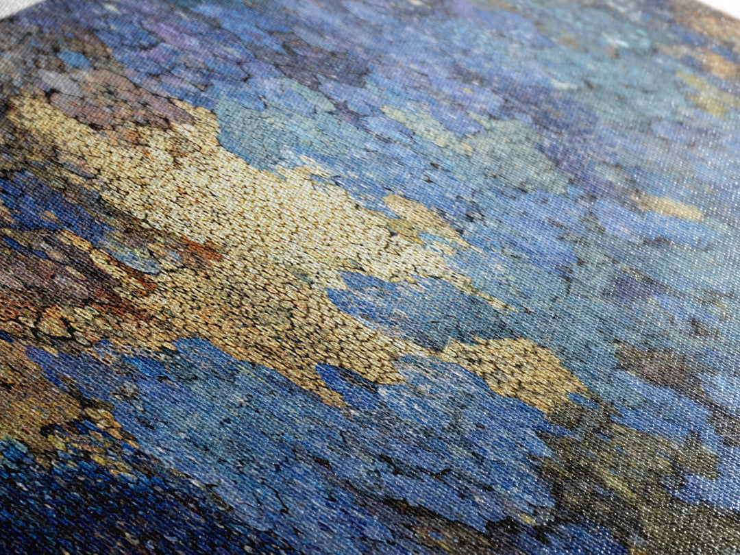 Blue Gold Textured Abstract Wall Art, Modern African Inspired Canvas Decor, Earth Tone Art Print For Office Or Bedroom Decor