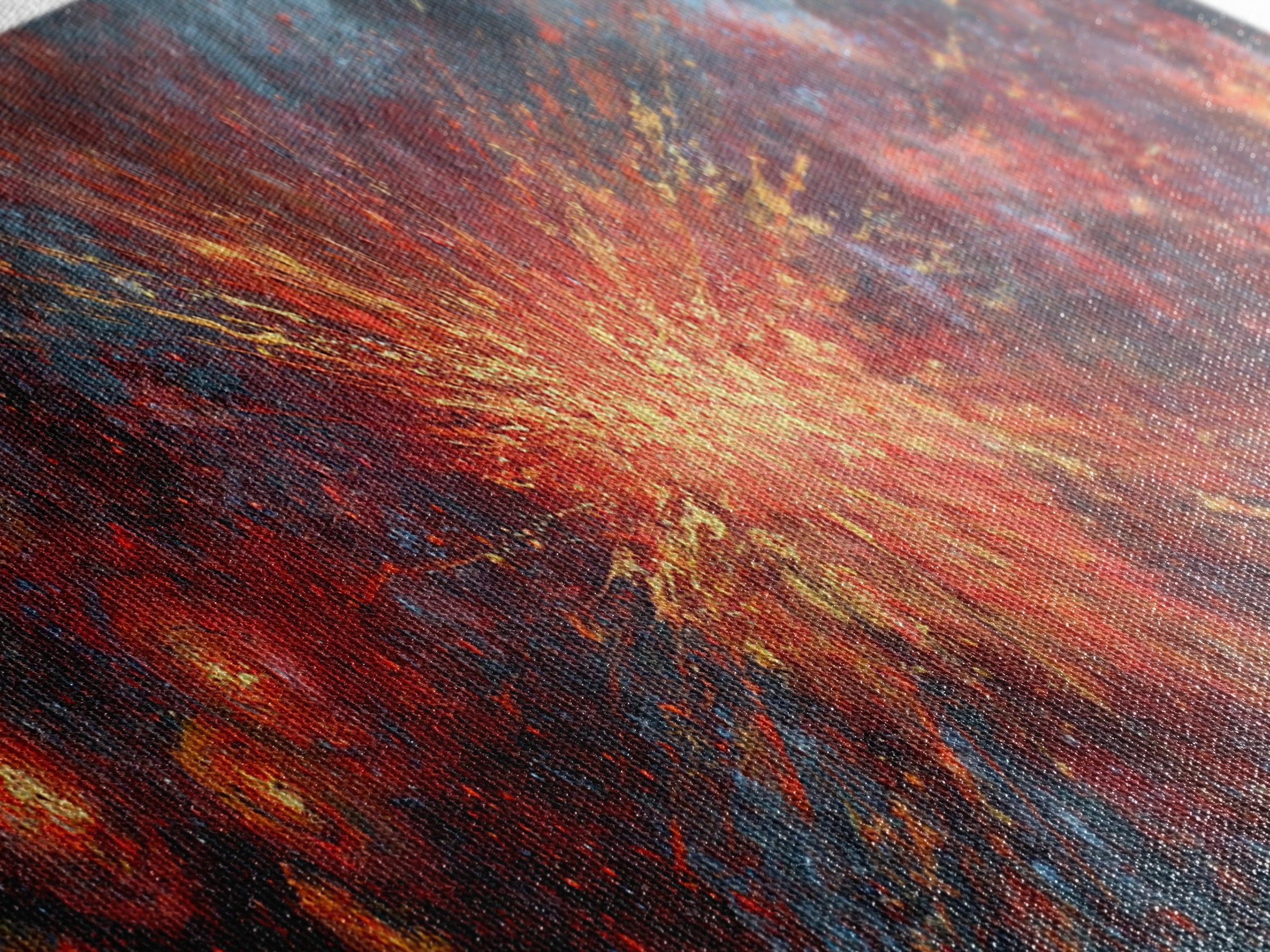 Exploding Nebula Canvas Print, Red Gold Galaxy Abstract Wall Art, Modern Space Decor, Large Statement Artwork For Living Room