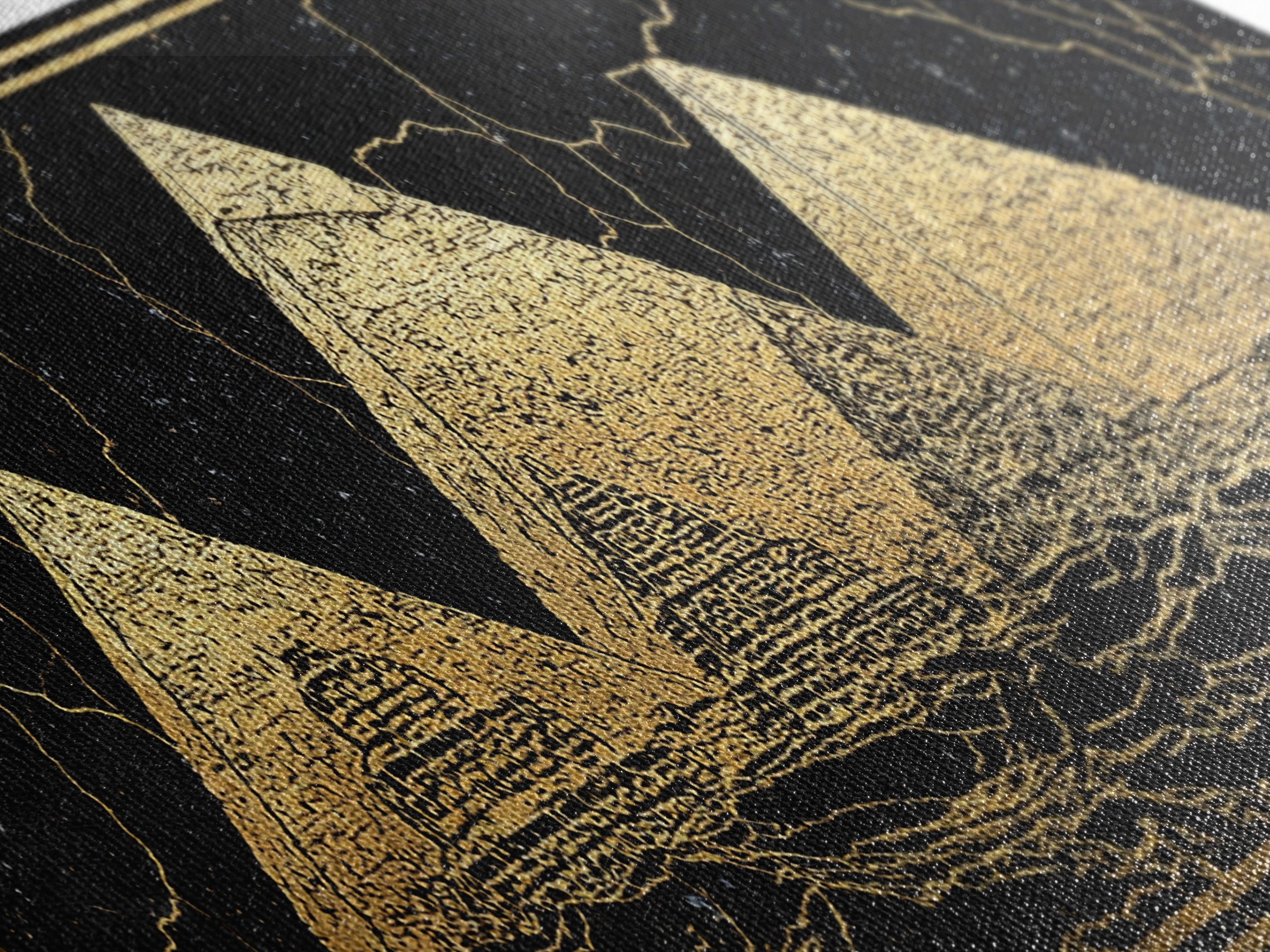 Gold Egyptian Pyramids On Black Wall Art, African Egyptian Art Canvas Print, Ancient Africa Decor, Luxury Abstract Poster