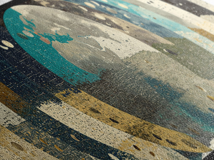 Abstract Earth Globe Circles Canvas Print, Modern Wall Art, Geometric Wall Art, Teal And Gold Home Decor Gift For Living Room