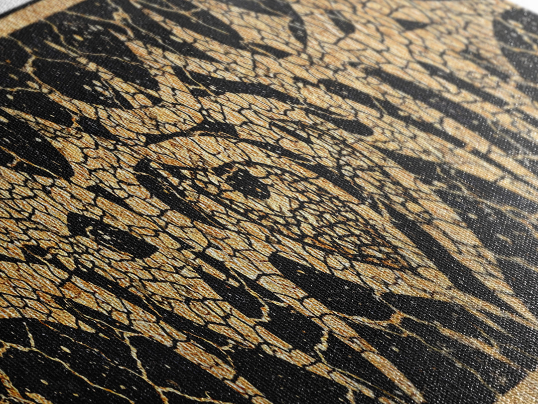 Cracked Gold Tribal Pattern Canvas Print, African Abstract Wall Art, Black And Gold Design, Bold Home Decor Statement Piece