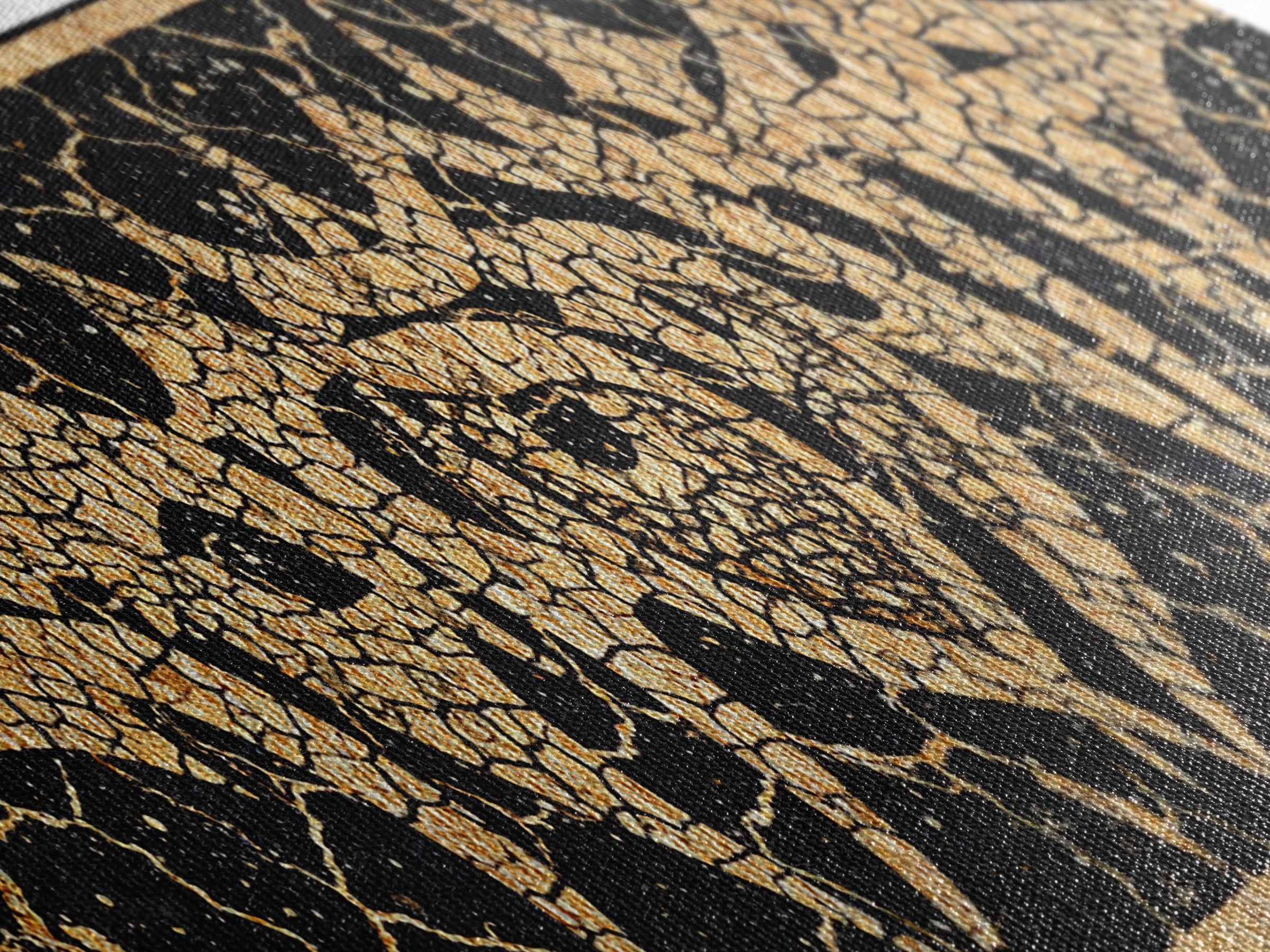 Cracked Gold Tribal Pattern Canvas Print, African Abstract Wall Art, Black And Gold Design, Bold Home Decor Statement Piece
