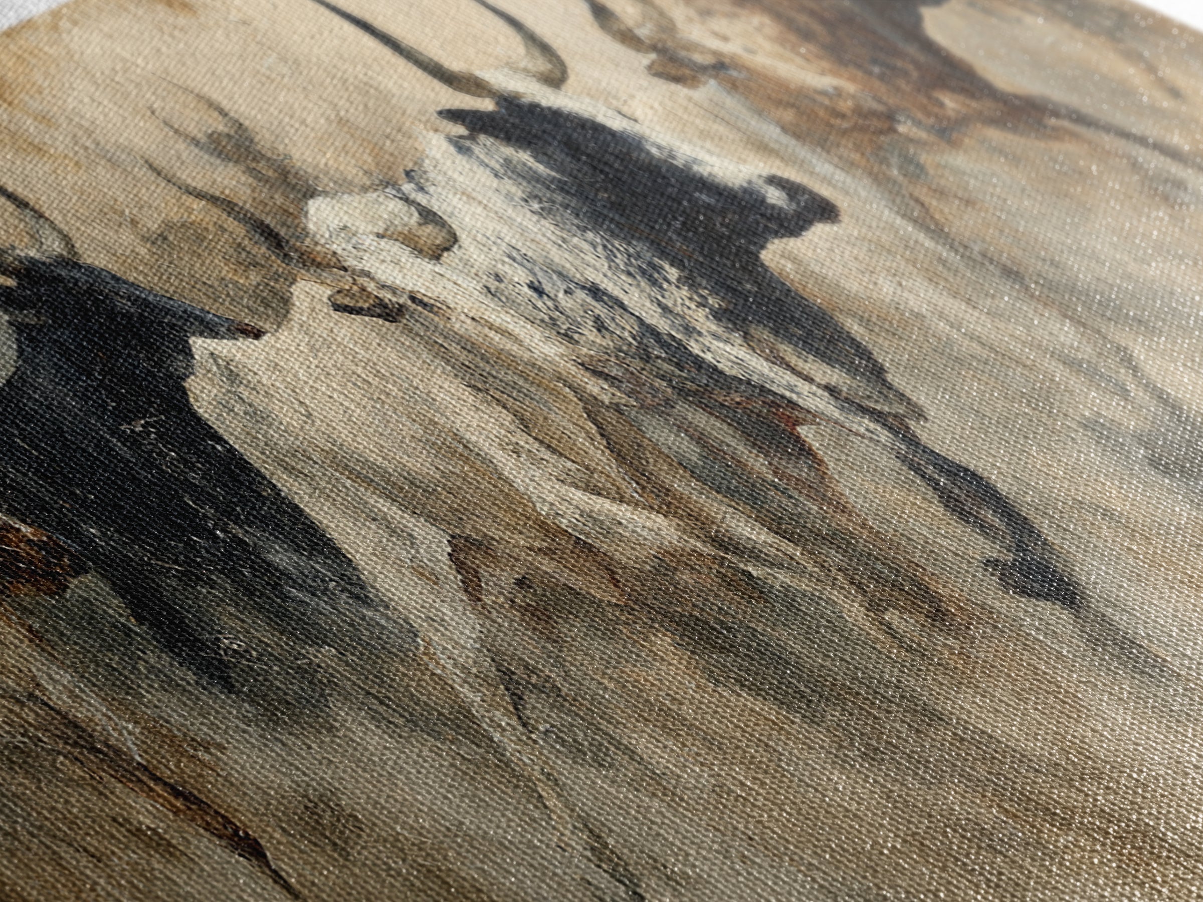 Charging Bulls Abstract Wall Art, African Safari Art, Earth Tone Canvas Print, Rustic Living Room Decor, Statement Wall Decor