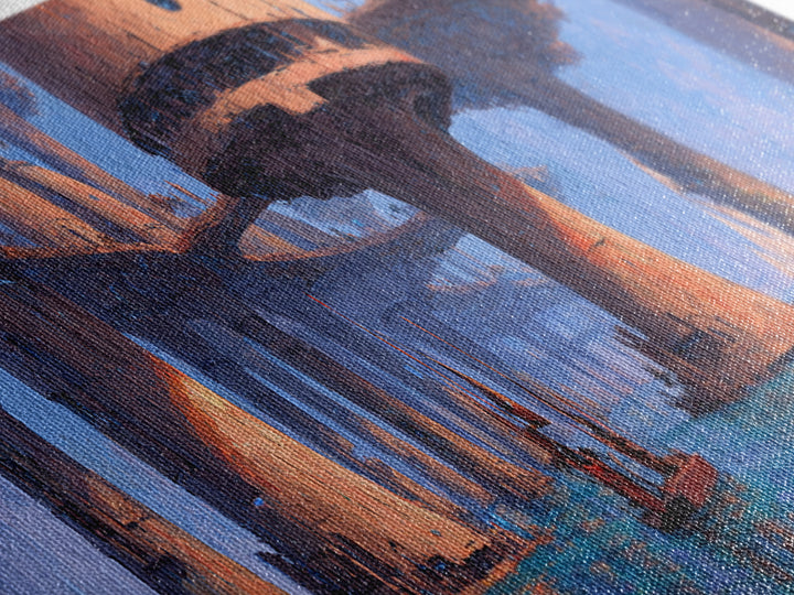 Futuristic Harbor City Canvas Print, Blue Wall Art, Modern Canvas Art, Large Wall Art, Fantasy Landscape Decor, Office Decor