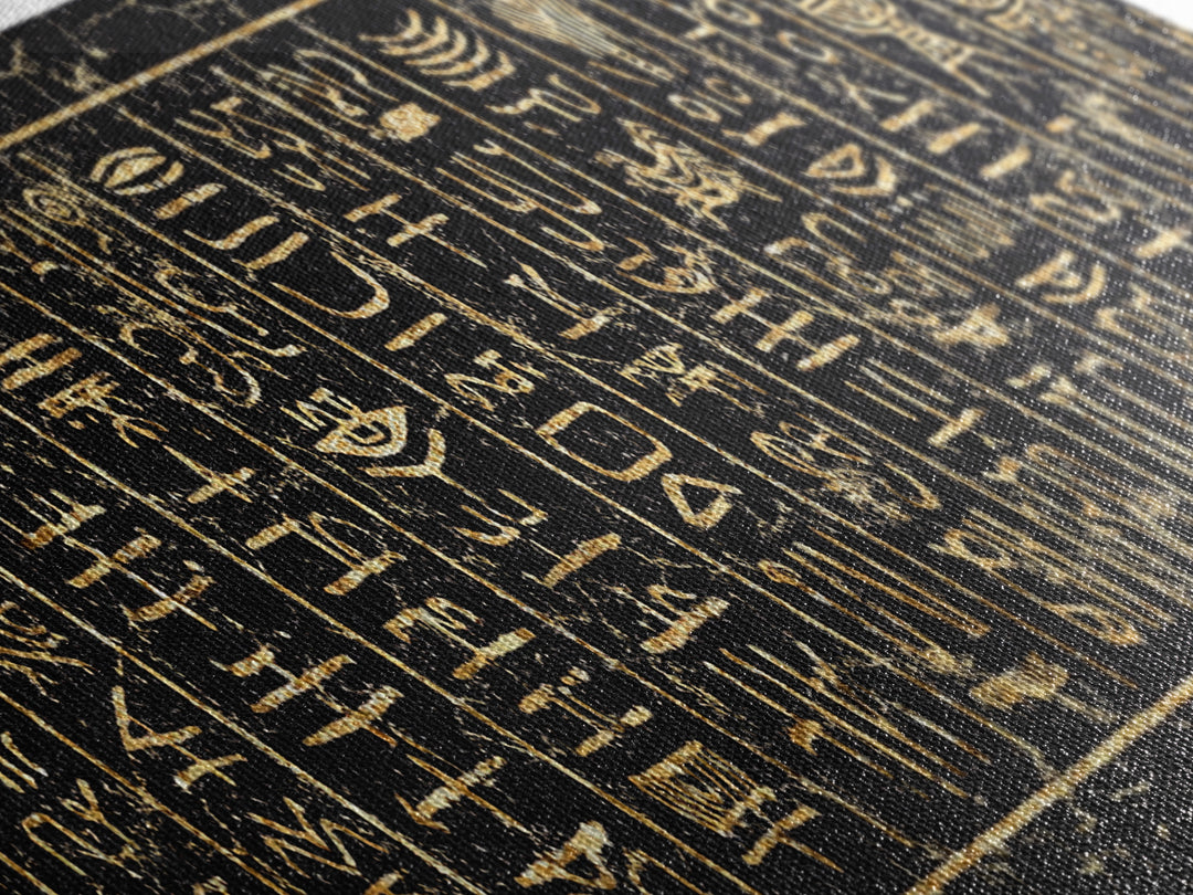 Gold Ancient African Hieroglyph Panels Wall Art, Egyptian Tribal Canvas Decor, Black And Gold Cultural Art Print, Home Decor