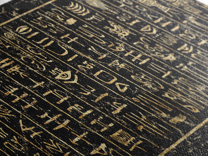 Gold Ancient African Hieroglyph Panels Wall Art, Egyptian Tribal Canvas Decor, Black And Gold Cultural Art Print, Home Decor