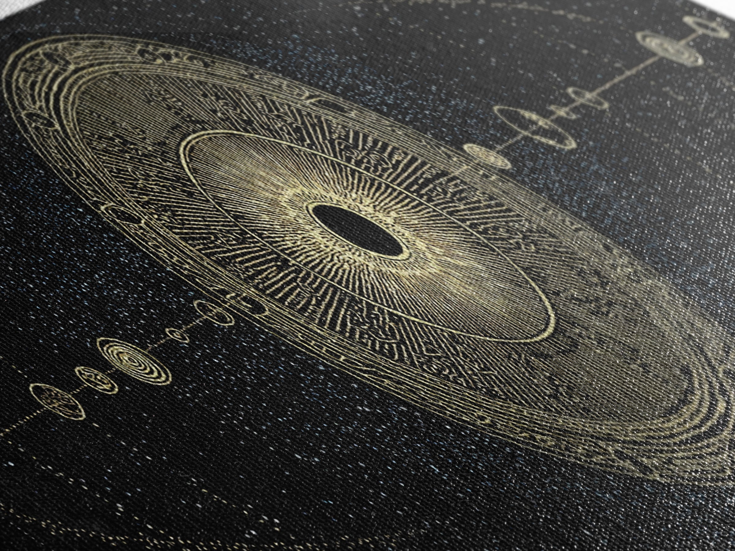 Golden Sacred Geometry Solar System Canvas Print, Celestial Mandala Wall Decor, Luxury Astronomy Poster, Boho Home Decor