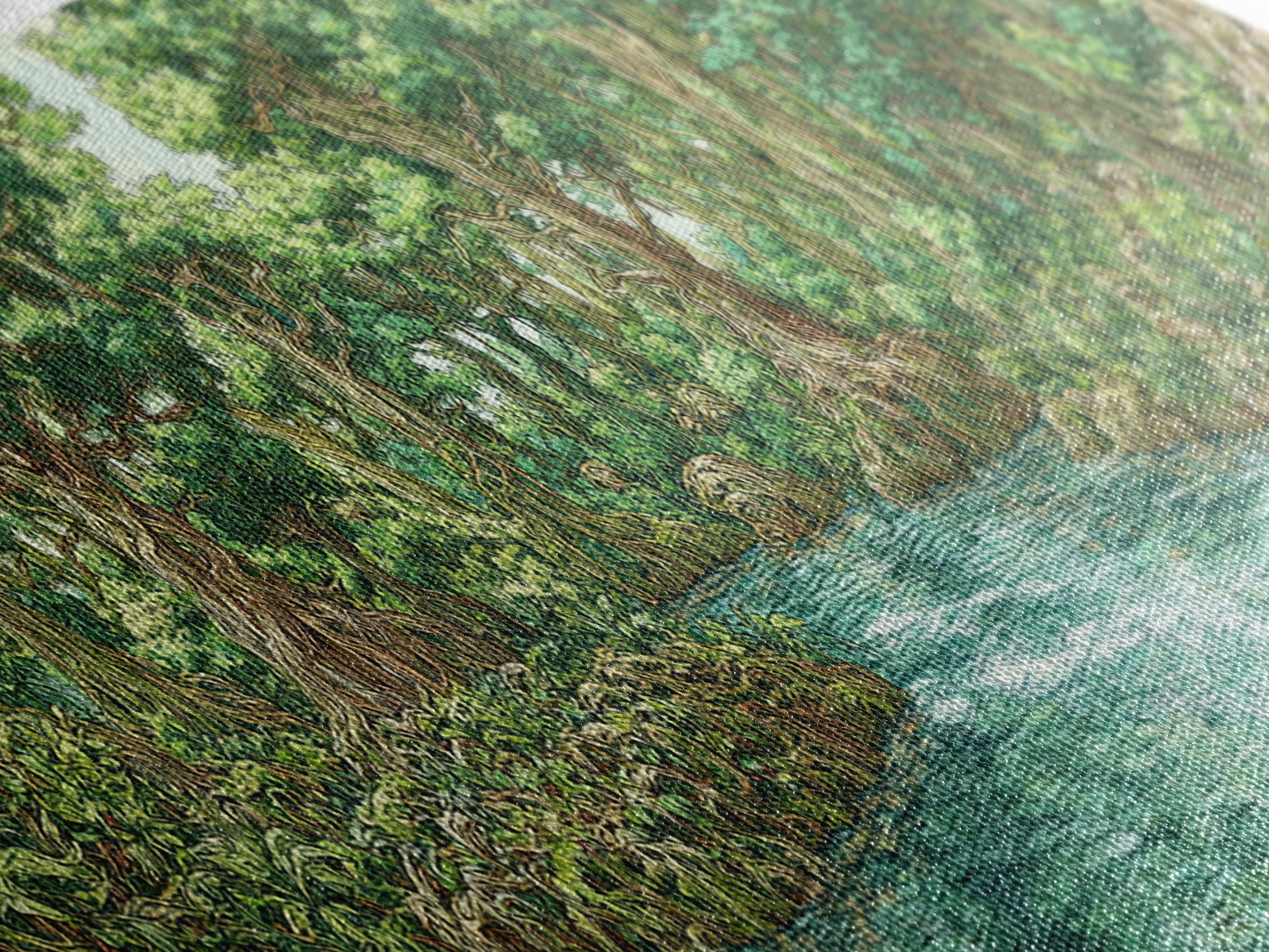 Turquoise River Through Lush African Jungle Canvas Print, Nature Scene Art, Safari Wall Decor, Green Boho Living Room Art