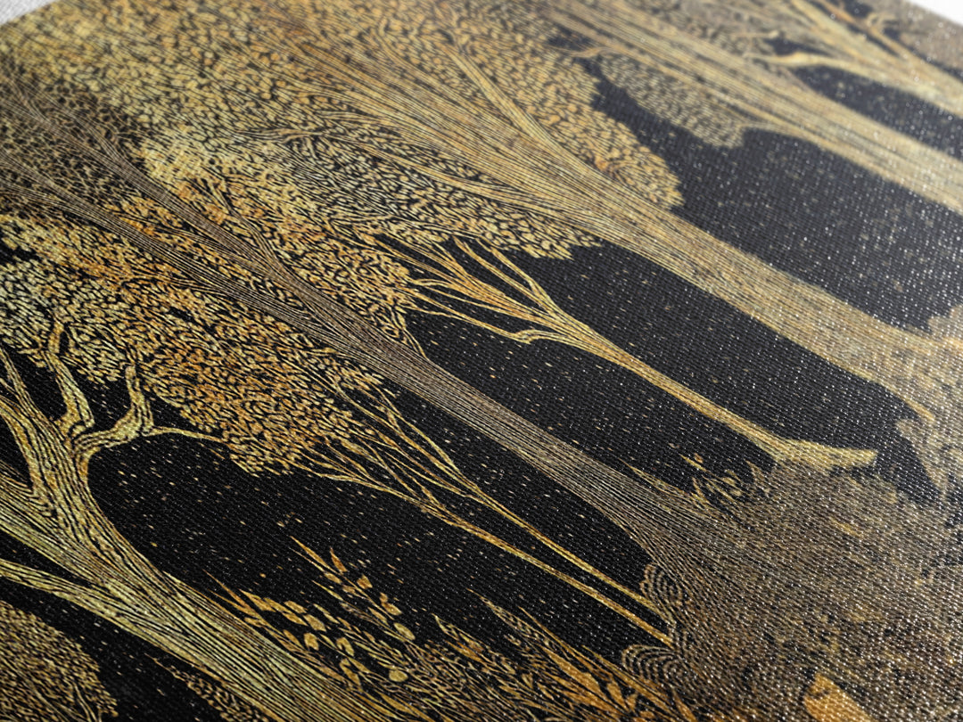 Black And Gold African Tree Forest Wall Art, Baobab Tree Print, Abstract African Art, Luxury Canvas Decor For Living Room