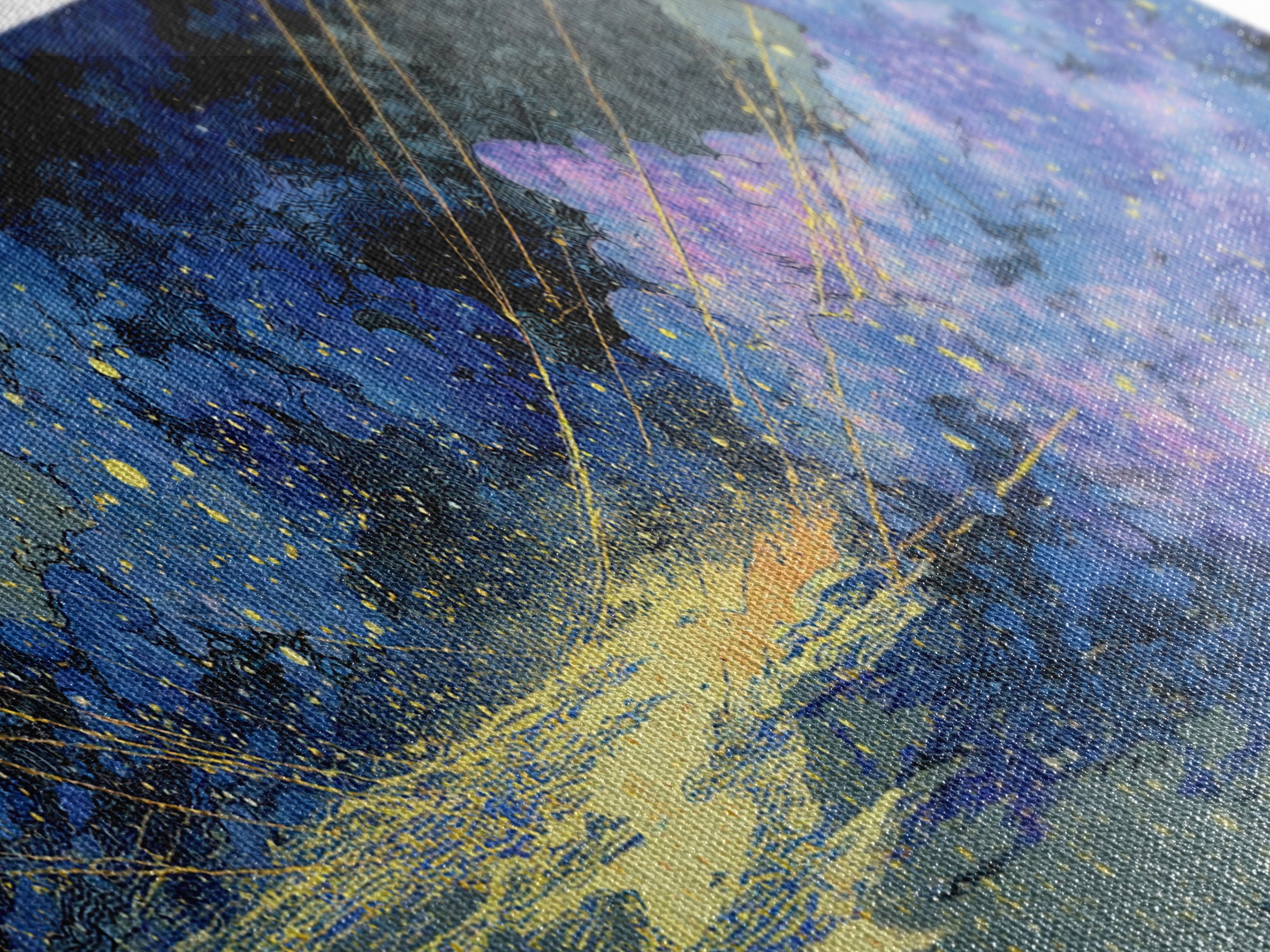 Blue Gold Cosmic Waves With Starry Light, African Abstract Wall Art, Modern Canvas Art, Dreamy Wall Decor, Luxury Home Decor