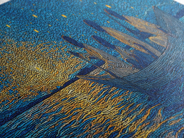 Golden Sunset Canoe Fishermen Wall Art, African Safari Art Print, Blue Lake Landscape, Serene Bedroom Canvas Home Decor Gift