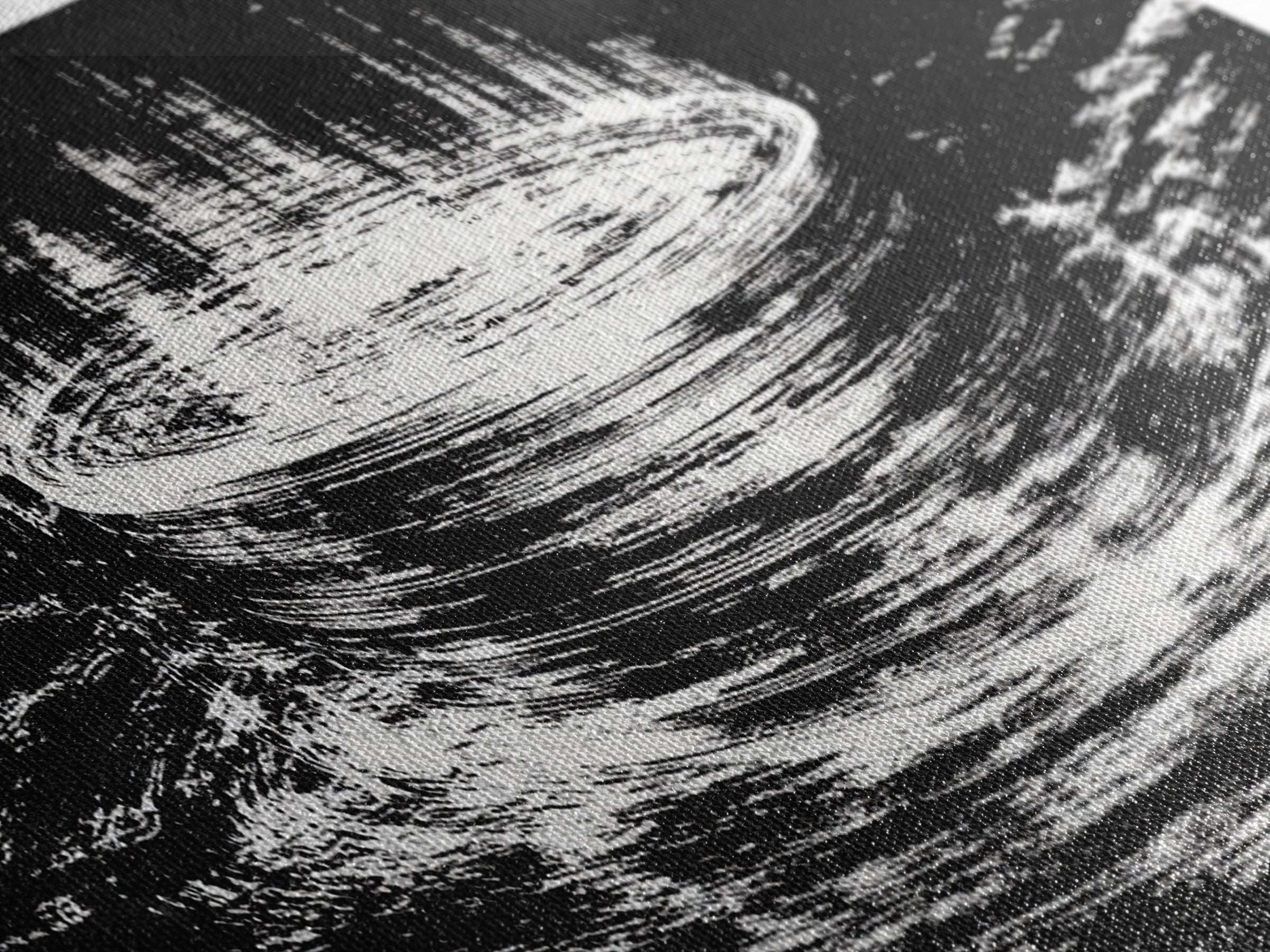Black And White Lunar Water Ripple Wall Art, Minimalist Abstract Art, Modern Canvas Print, Meditation Room Decor, Dreamy Home Decor