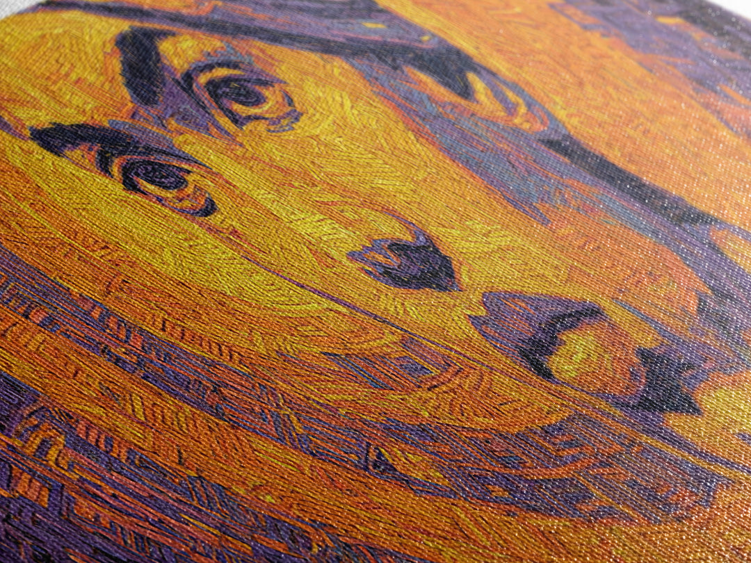 Bold African Woman Geometric Portrait Canvas Print, Abstract Wall Art, Afrocentric Decor, Orange Purple Statement Piece Gift