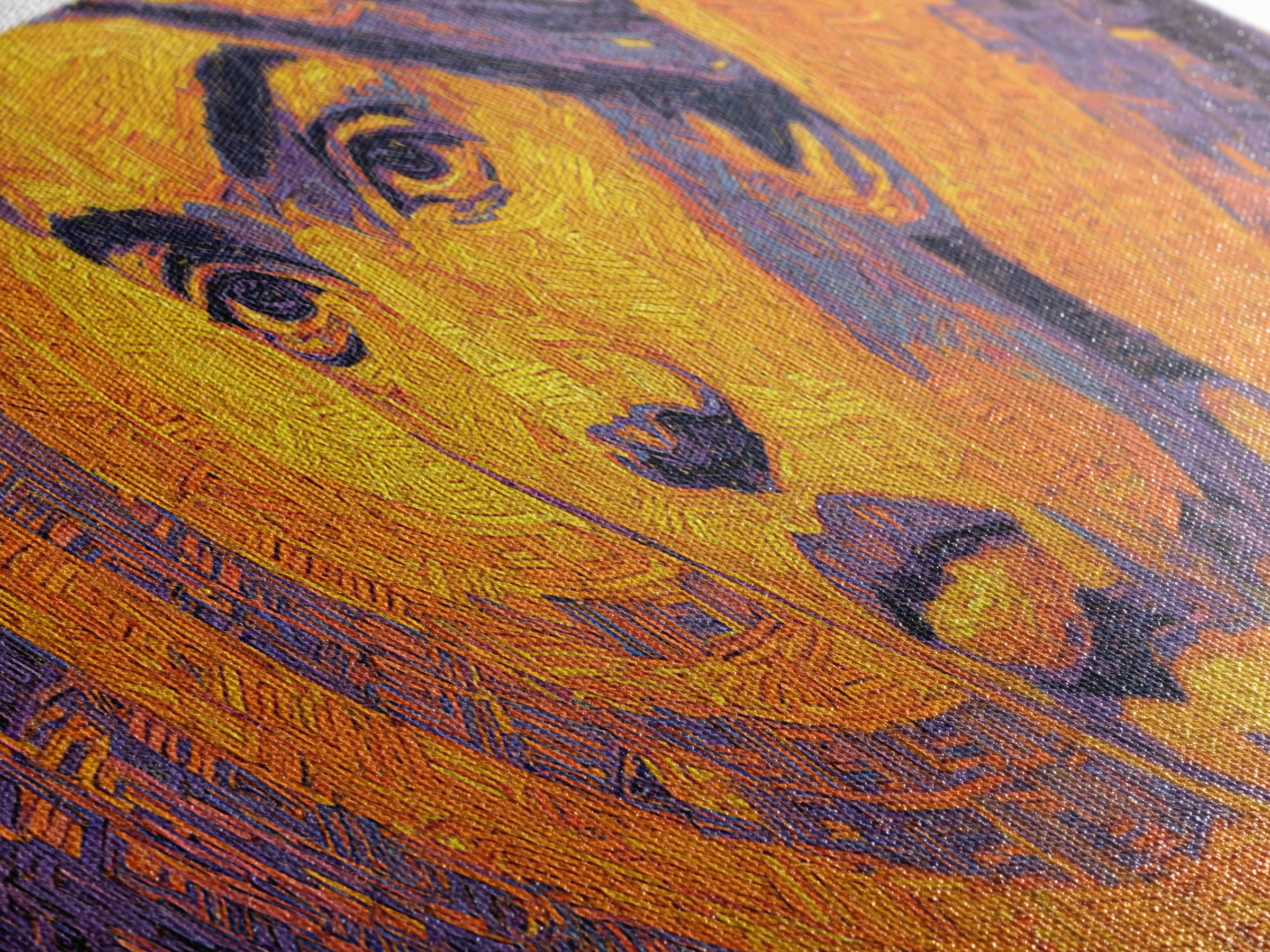 Bold African Woman Geometric Portrait Canvas Print, Abstract Wall Art, Afrocentric Decor, Orange Purple Statement Piece Gift