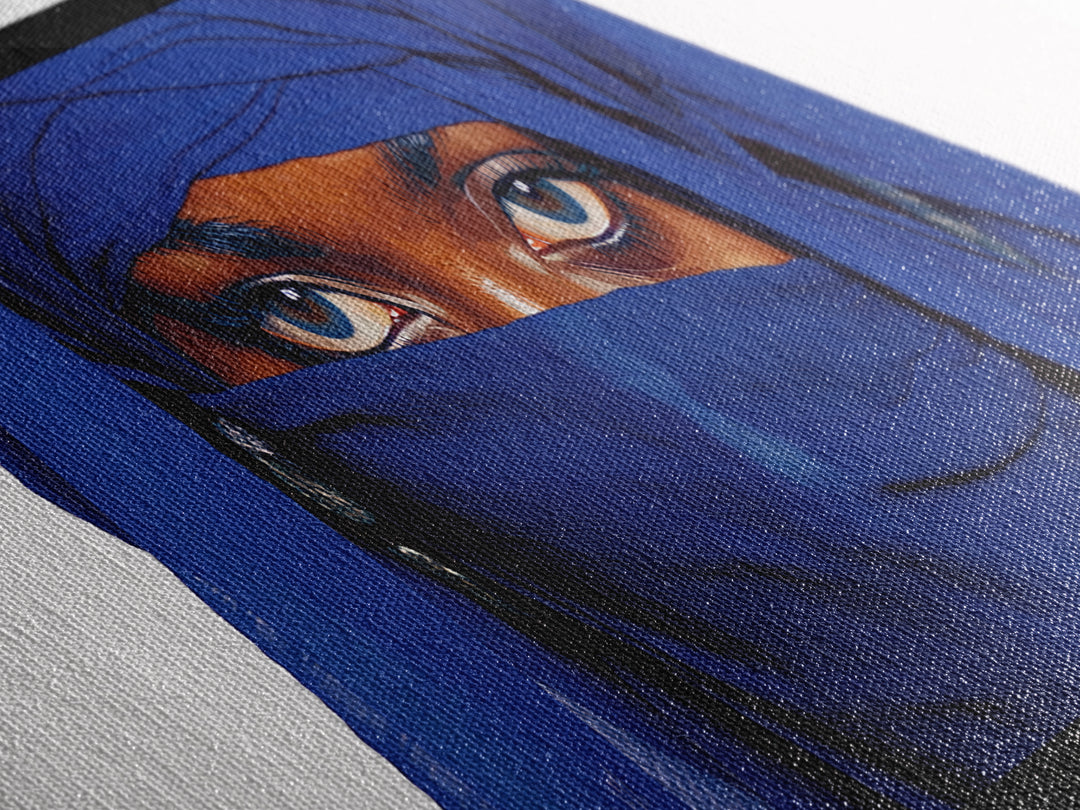 Blue Veiled Woman Eyes Portrait Wall Art, African Woman Art Print, Elegant Black Beauty Decor, Tuareg Canvas Print Gift For Her